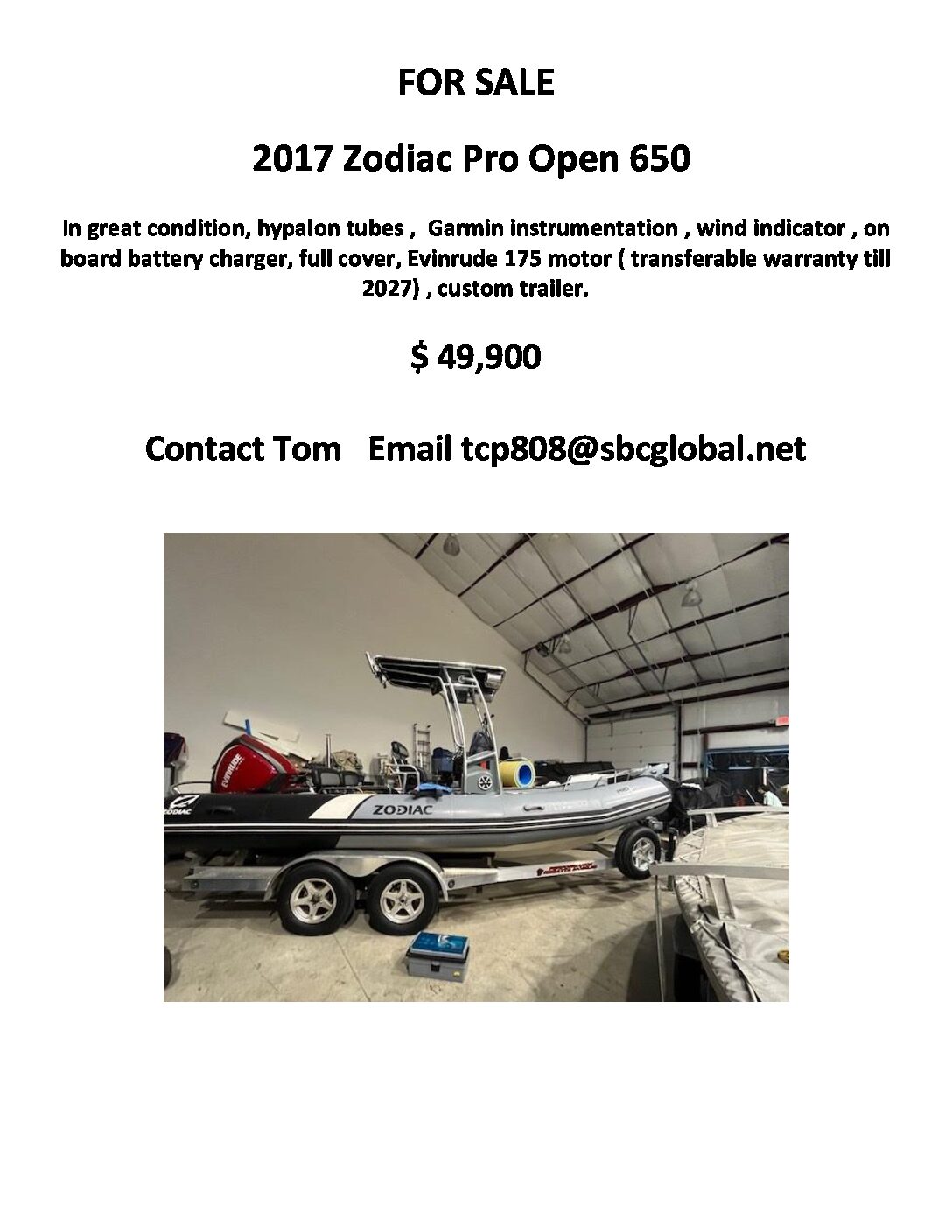 Zodiac for sale 4-25-23