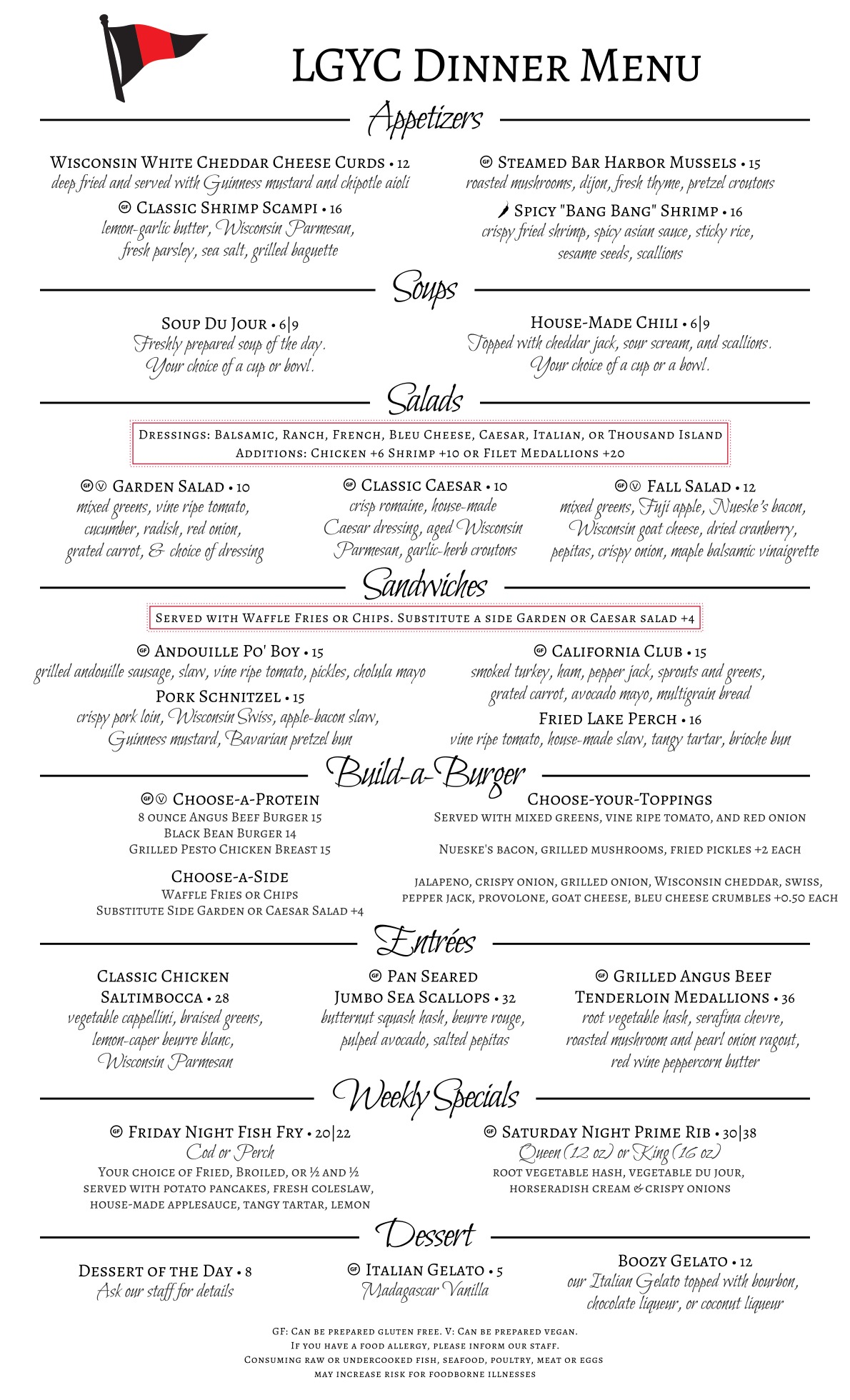 LGYC DINING MENU | Lake Geneva Yacht Club